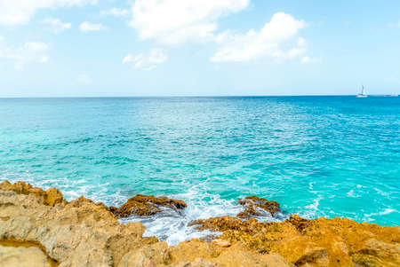 The natural caves at cupecoy beach on the beautiful island of St.Maarten/St.Martinの写真素材