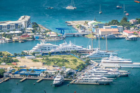 High point view of simpson bay city on sint maartenの写真素材
