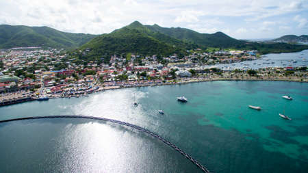 High Aerial view of marigot french saint martin.の写真素材