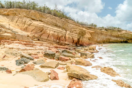 The natural caves at cupecoy beach on the beautiful island of St.Maarten/St.Martinの写真素材