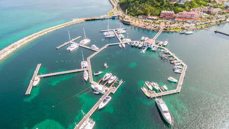 High Aerial view of marigot port on french saint martin.の写真素材