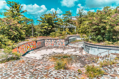 Hurricane causes damages to La belle creole building in the caribbean island of st.martin.のeditorial素材