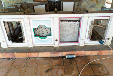 Hurricane causes damages to La belle creole building in the caribbean island of st.martin.のeditorial素材