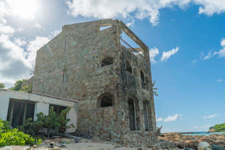 Hurricane causes damages to La belle creole building in the caribbean island of st.martin.の写真素材
