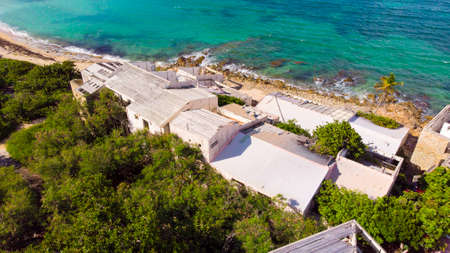 Hurricane causes damages to La belle creole building in the caribbean island of st.martin.の写真素材