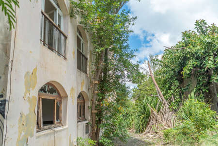 Hurricane causes damages to La belle creole building in the caribbean island of st.martin.の写真素材