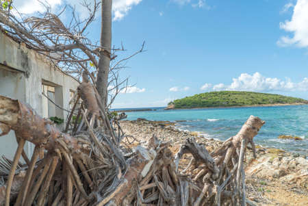 Hurricane causes damages to La belle creole building in the caribbean island of st.martin.の写真素材