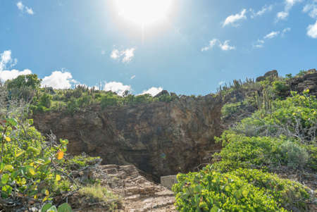 Natural caves created by the caribbean sea. Le trou de david.の写真素材