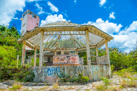 Hurricane causes damages to La belle creole building in the caribbean island of st.martin.のeditorial素材