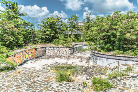 Hurricane causes damages to La belle creole building in the caribbean island of st.martin.のeditorial素材
