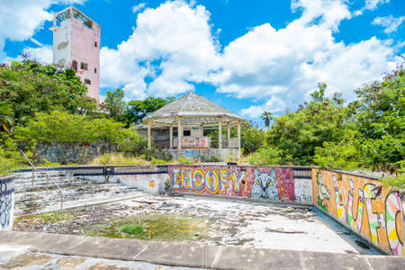 Hurricane causes damages to La belle creole building in the caribbean island of st.martin.のeditorial素材