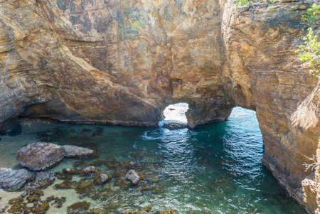Natural caves created by the caribbean sea. Le trou de david.の写真素材