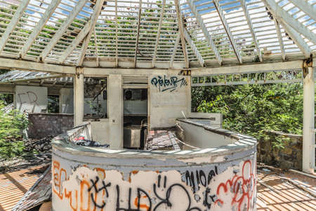 Hurricane causes damages to La belle creole building in the caribbean island of st.martin.のeditorial素材