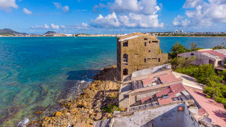 Hurricane causes damages to La belle creole building in the caribbean island of st.martin.の写真素材