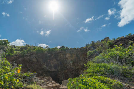 Natural caves created by the caribbean sea. Le trou de david.の写真素材