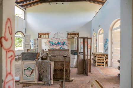 Hurricane causes damages to La belle creole building in the caribbean island of st.martin.のeditorial素材