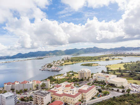 The caribbean island of St.Maarten landscape and Citiscape.の写真素材