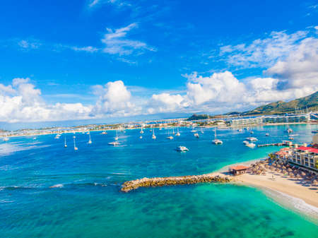 The caribbean island of St.Maarten landscape and cityscape.の写真素材