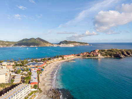 The caribbean island of St.Maarten landscape and cityscape.の写真素材