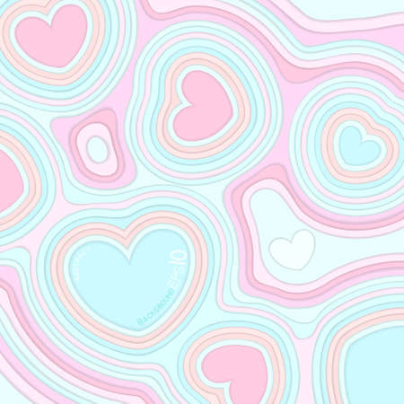 abstract background with hearts, colorful paper and multi-layered effectのイラスト素材