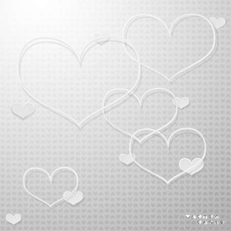 Modern thin hearts outlines with shadows on the grey backgroundのイラスト素材