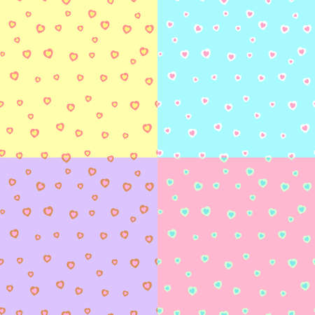 Four patterns with heartsのイラスト素材
