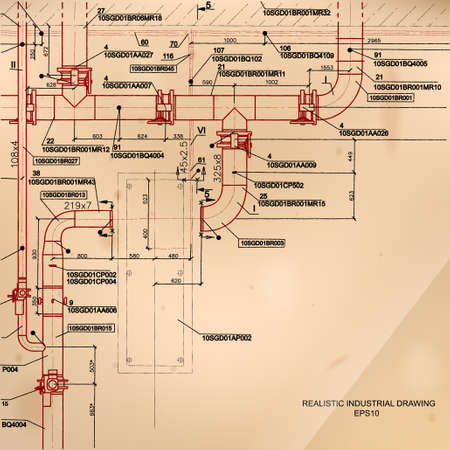 Realistic industrial drawing on the paper for your designのイラスト素材