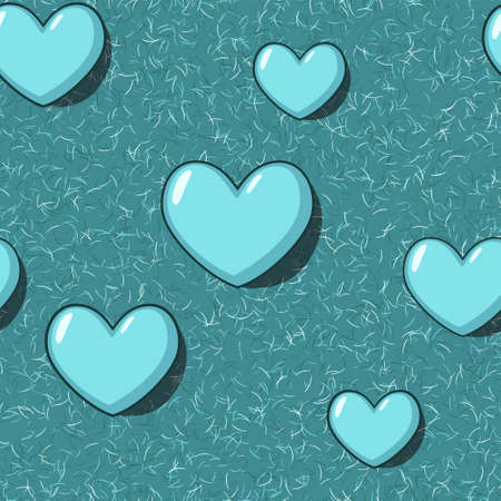 Elegant seamless with blue cartoon hearts on the blue carpet backgroundのイラスト素材