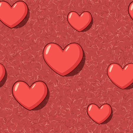 Elegant seamless with red cartoon hearts on the red carpet backgroundのイラスト素材