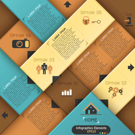 Modern infographics options banner with colorful blocks. Vector. Can be used for web design and  workflow layoutのイラスト素材