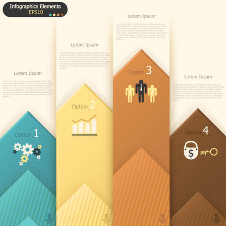 Modern infographics options banner with paper arrows. Vector. Can be used for web design and  workflow layoutのイラスト素材