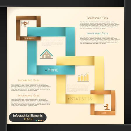 Modern infographics options banner with woven paper squares. Vector. Can be used for web design and  workflow layoutのイラスト素材