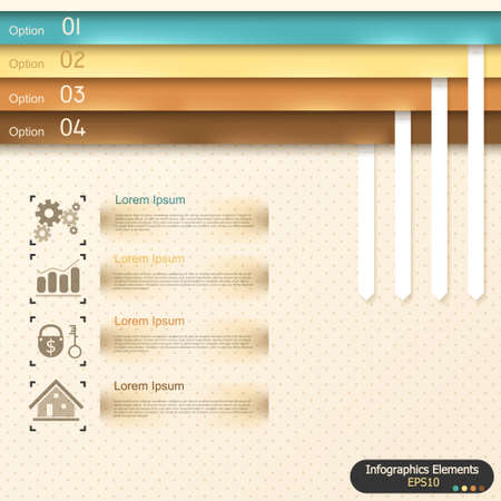 Modern infographics options banner with paper sheets and bookmarks. Vector. Can be used for web design and  workflow layoutのイラスト素材
