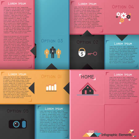 Modern infographics options banner with colorful blocks. Vector. Can be used for web design and  workflow layoutのイラスト素材