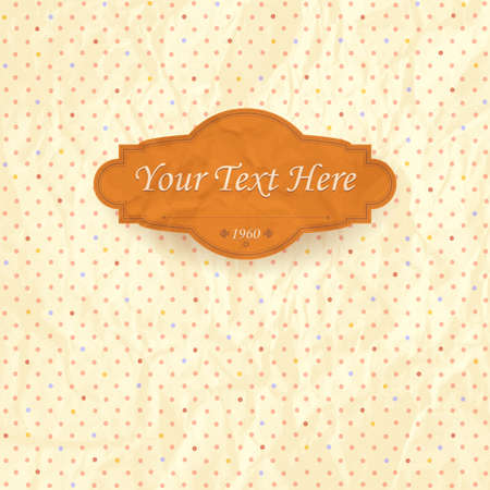 Vintage background of creased old paper with colorful circles and retro tagのイラスト素材