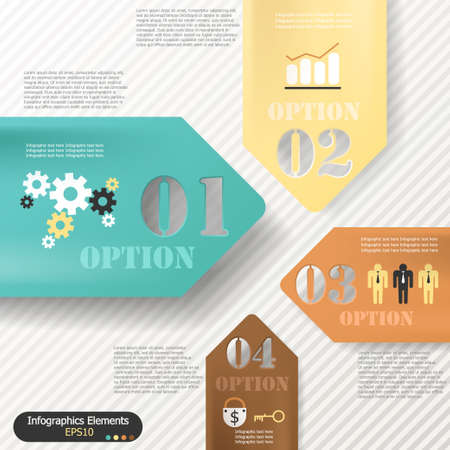 Modern inforgraphics options banner. Vector. Can be used for web design and  workflow layoutのイラスト素材