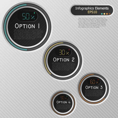 Modern inforgraphics options banner with 3d circle windows. Vector. Can be used for web design and  workflow layoutのイラスト素材