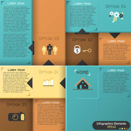 Modern inforgraphics options banner with colorful blocks. Vector. Can be used for web design and  workflow layoutのイラスト素材