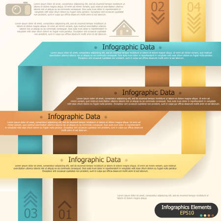 Modern inforgraphics options banner with woven paper sheets. Vector. Can be used for web design and  workflow layoutのイラスト素材