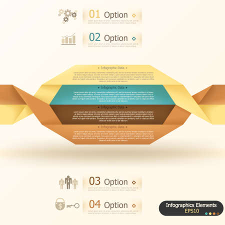 Modern inforgraphics options banner with woven paper sheets. Vector. Can be used for web design and  workflow layoutのイラスト素材
