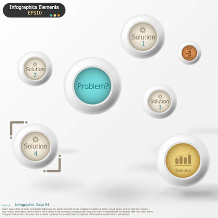 Modern infographics options banner with realistic circles on light background. Vector. Can be used for web design and  workflow layoutのイラスト素材