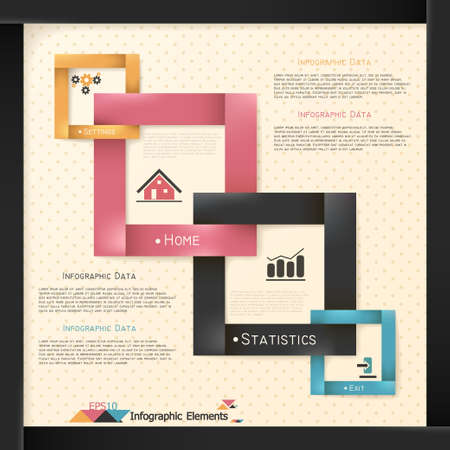 Modern infographics options banner with woven paper squares. Vector. Can be used for web design and  workflow layoutのイラスト素材