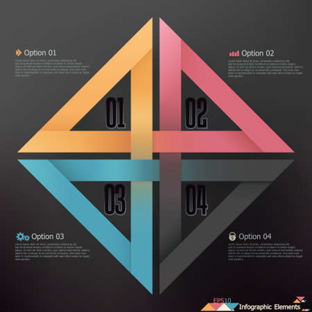 Modern infographics options banner with realistic colorful ribbon. Vector. Can be used for web design and  workflow layoutのイラスト素材