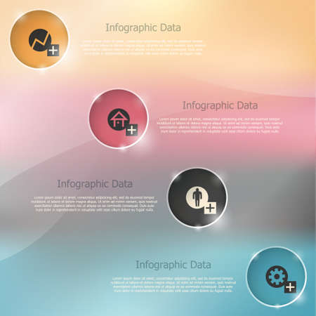 Modern infographics options banner under glass. Vector. Can be used for web design and  workflow layoutのイラスト素材