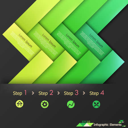 Modern infographics options banner with woven green paper sheets. Vector. Can be used for web design and  workflow layoutのイラスト素材