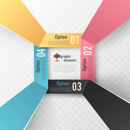 Modern infographics options banner with paper ribbons. Vector. Can be used for web design and  workflow layoutのイラスト素材