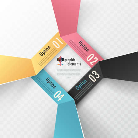 Modern infographics options banner with paper ribbons. Vector. Can be used for web design and  workflow layoutのイラスト素材