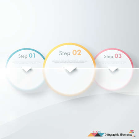 Modern infographics options banner with paper circles on the glass. Vector. Can be used for web design and  workflow layoutのイラスト素材