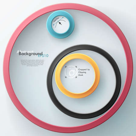 Modern infographic option banner with realistic colorful circles with shadows. Vector. Can be used for web design and  workflow layoutのイラスト素材