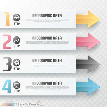 Modern infographics options banner with arrows. Vector. Can be used for web design and  workflow layoutのイラスト素材